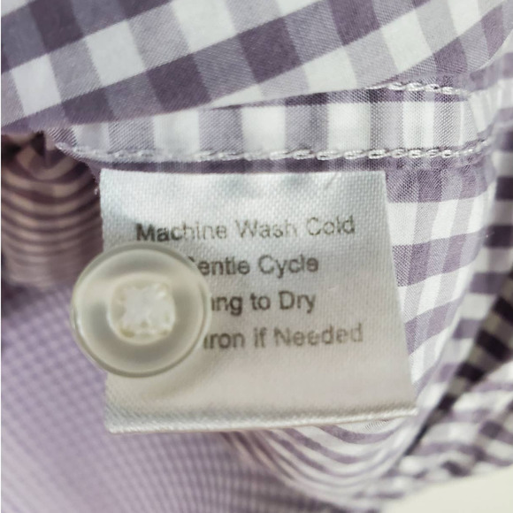 UNTUCKit 100% Cotton Purple Gray/White Gingham Button Down XL - Picture 5 of 5
